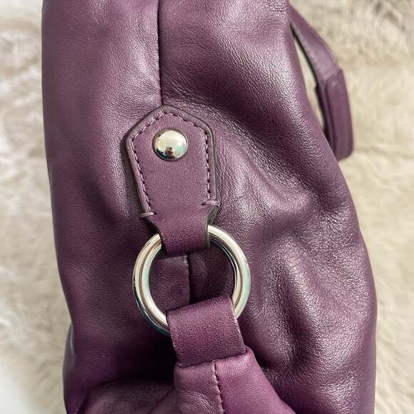 Coach Ashley Gathered Leather Satchel in Aubergine Purple F19452 - Picture 3 of 7